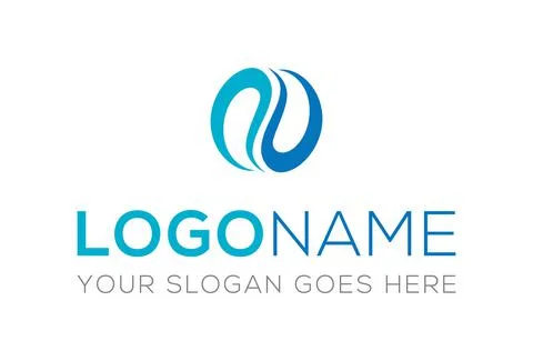 Blue Abstract Two Half Circle Logo Head	 Stock Illustration