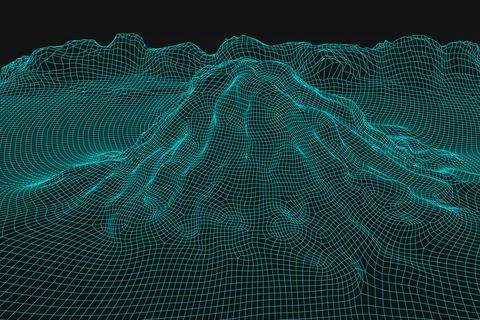 Blue abstract vector wireframe landscape background. 3D futuristic mesh Stock Illustration