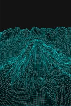 Blue abstract vector wireframe landscape background. 3D futuristic mesh Illustrazione stock