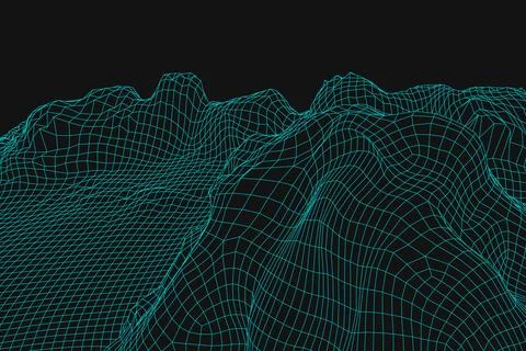 Blue abstract vector wireframe landscape background. 3D futuristic mesh Stock Illustration