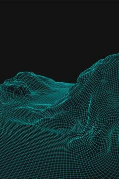 Blue abstract vector wireframe landscape background. 3D futuristic mesh Stock Illustration