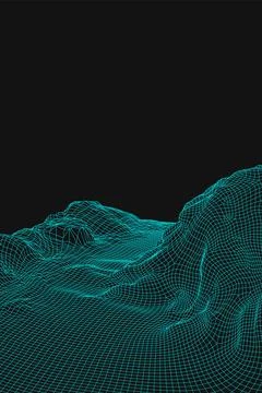 Blue abstract vector wireframe landscape background. 3D futuristic mesh Stock Illustration