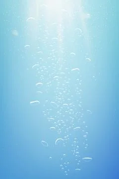 Blue abstract vertical background with sparkles. Water with bubbles and white Stock Illustration