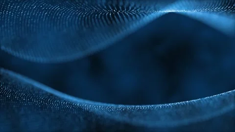 Blue Abstract Wave Field - Flowing Particle Surface Mesh Stock Footage 323119827