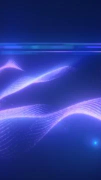 Blue abstract wave lines flowing smoothly across a dark background, represent Stock Illustration