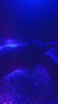 Blue abstract wave pattern resembling glowing water or energy grid under ne.. Stock Illustration