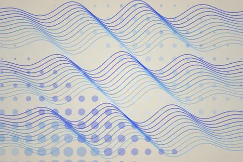 Blue abstract waves pattern with dots on light background Stock Photos