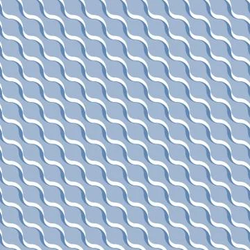 Blue abstract wavy 3D-like background. Vector seamless pattern Stock Illustration