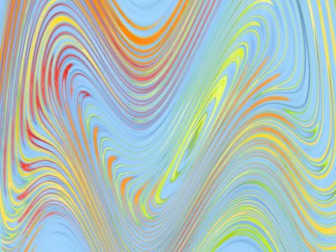 Blue abstraction with colored waves for background Stock Photos