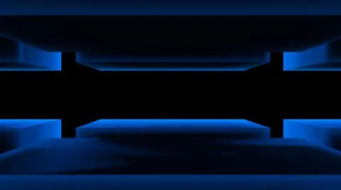 Blue abstraction of cubes on a black background close-up.  Stock Illustration