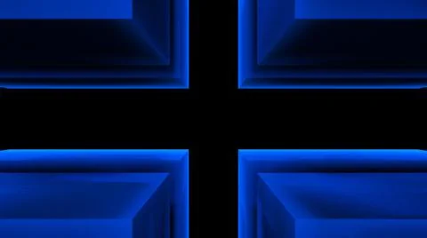 Blue abstraction of four cubes on a black background close-up.  Stock Illustration