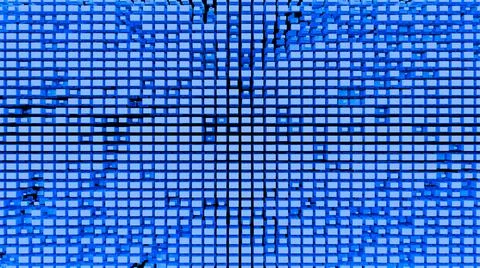 Blue abstraction with a large number of rectangular cubes.  Stock Illustration