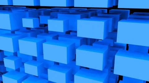Blue abstraction with a large number of rectangular cubes.  Illustrazione stock
