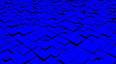 Blue abstraction with moving square elements, cool light and shadows.  스톡 일러스트