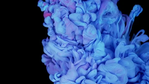 Blue Abstraction: Serene Ink Cloud Dissolving in Water - Purple, Blue, Pink Video stock 244305695