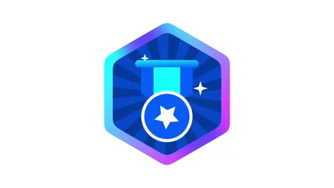 Blue Achievement Token Stock Footage 335637846