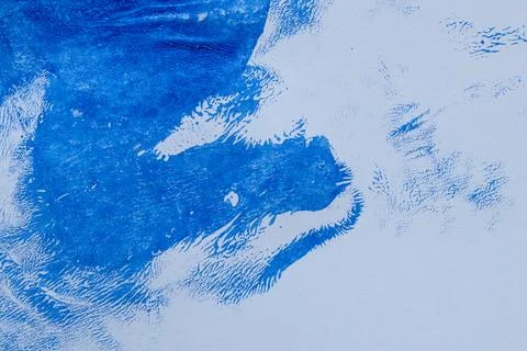 A blue acrylic brushstroke on a light background with pronounced texture an.. Stock Illustration