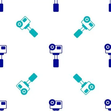Blue Action extreme camera icon isolated seamless pattern on white backgrou.. Illustrazione stock