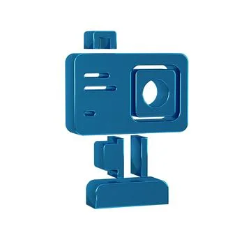 Blue Action extreme camera icon isolated on transparent background. Video c.. Stock Illustration