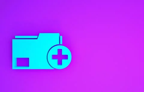 Blue Add new folder icon isolated on purple background. New folder file. Copy イラスト素材