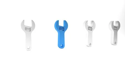 Blue Adjustable wrench icon isolated on white background. Minimalism concep.. イラスト素材