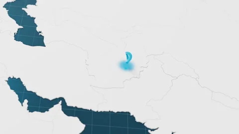Blue Afghanistan 3d map with pointer pin surrounded with other countries in Stock Footage 318829410