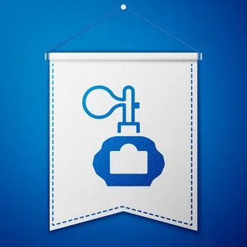 Blue Aftershave bottle with atomizer icon isolated on blue background. Cologne Stock Illustration