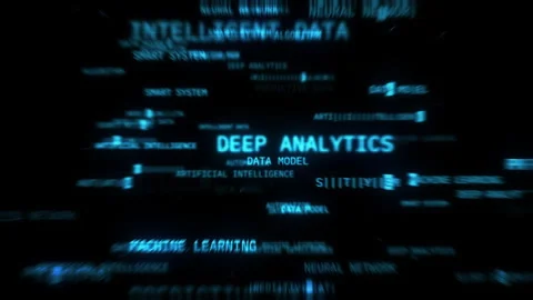 Blue AI Data Typography Background Loop | Artificial Intelligence Motion Gr.. Video stock 325007238