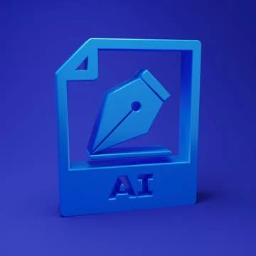 Blue AI file document. Download ai button icon isolated on blue background... Stockillustratie