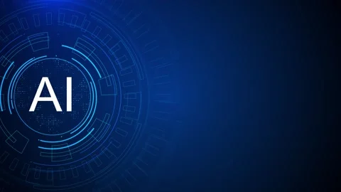 Blue AI HUD interface background circular dashboard technology rings, copy space Stock Footage 340398679