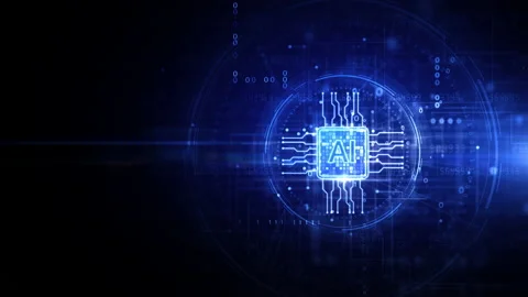 Blue AI Learning and Artificial Intelligence Concept of Digital Video stock 221159052