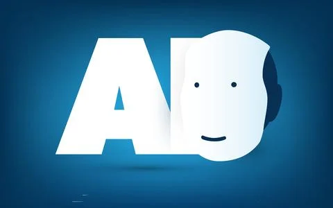 Blue AI, MI, Deep Learning and Future Technology Concept Design with Bold L.. Illustrazione stock