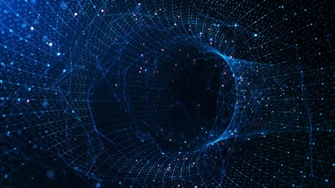 Blue AI Neural Network Data Tunnel with Glowing Digital Particles 스톡 동영상 342626482