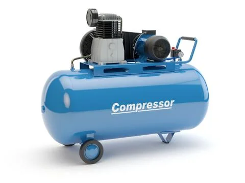 Blue Air Compressor, 3D illustration Stock Illustration