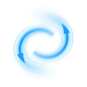 Blue air flow arrows, direction of movement, cooling vortex flow. Stock Illustration