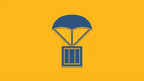 Blue Airdrop box icon isolated on orange background. 4K Video motion graphic Stock Footage 234010191