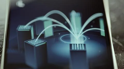 Blue airflow arcs move between server racks, illustrating Distribution Stock Photos