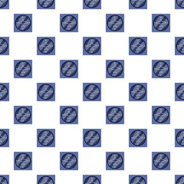 Blue airplane compass seamless pattern navigating travel Stock Illustration