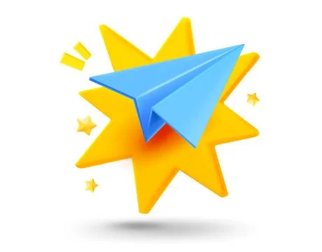 Blue airplane with explosion effect. 3d vector mobile application icon with.. Stock Illustration