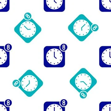 Blue Alarm clock app smartphone interface icon isolated seamless pattern on.. Stock Illustration