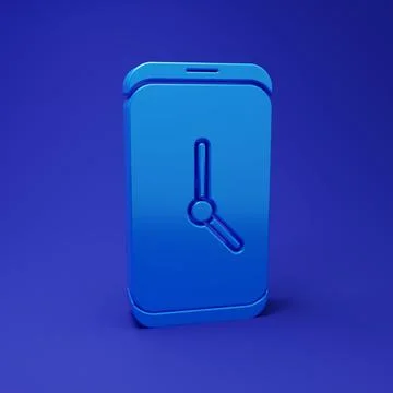 Blue Alarm clock app smartphone interface icon isolated on blue background... Stock Illustration