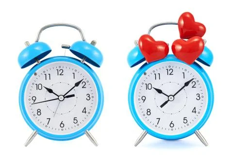 Blue alarm clock isolated 库存照片