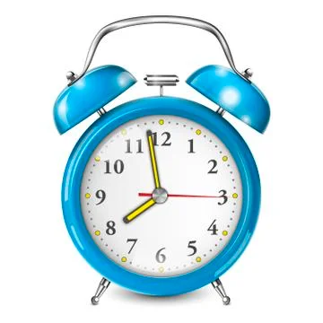 Blue Alarm Clock Isolated On White. Stock Illustration