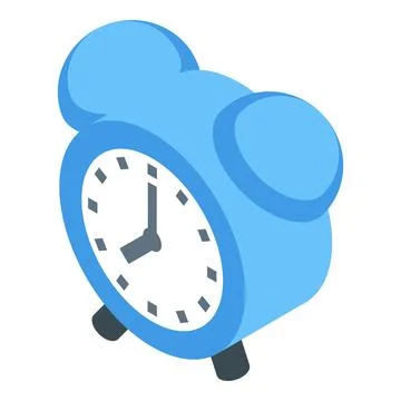 Blue alarm clock showing time passing isometric icon Stock Illustration