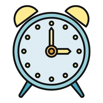 Blue alarm clock showing time icon illustration Stock Illustration