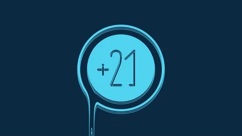 Blue Alcohol 21 plus icon isolated on blue background. Prohibiting alcohol Stock Footage 235773250