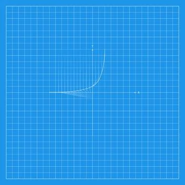 Blue algebraic graph background featuring a fine square coordinate grid and a Stock Illustration