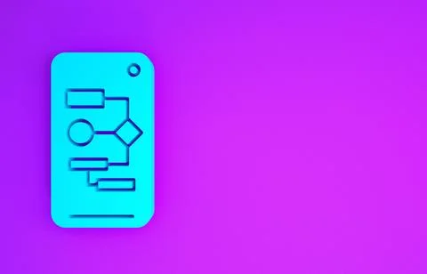 Blue Algorithm icon isolated on purple background. Algorithm symbol design fr 스톡 일러스트