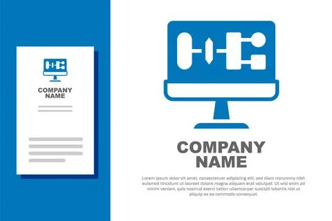 Blue Algorithm icon isolated on white background. Algorithm symbol design from イラスト素材