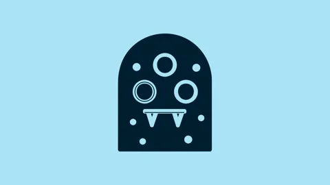 Blue Alien icon isolated on blue background. Extraterrestrial alien face or head Stock Footage 231450350
